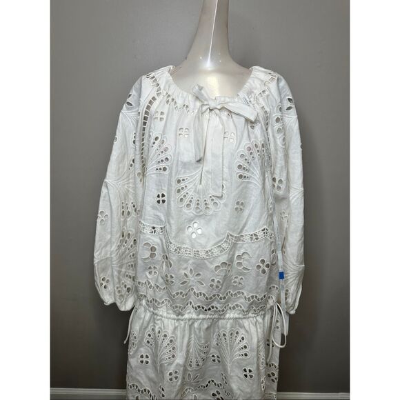 Cynthia Rowley Embroidered Drop-Waist Minidress in White Medium $645 - Picture 7 of 11